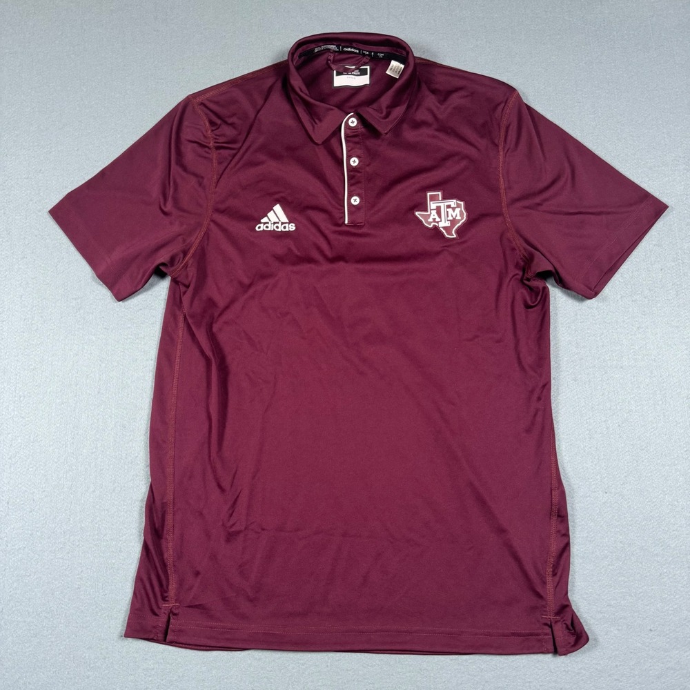 Adidas Texas A&M Aggies Mens Polo Shirt Maroon Aeroready Aggieland IQ4409 L